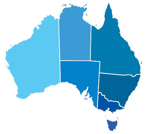 map showing states in Australia